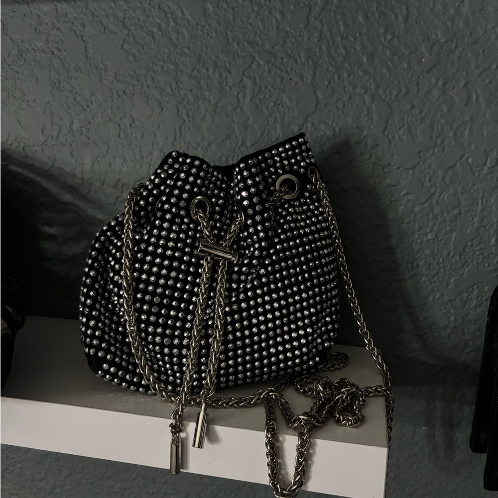 Elegant Black Studded Mini Bag with Chain Strap